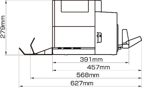 外形寸法図 排紙トレイ付き正面