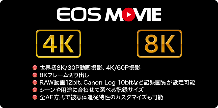 画像：8K/30P動画撮影にも対応した高性能・高品位の動画撮影機能