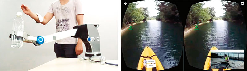画像： ロボットアームを動かしたり、沖縄にあるカヤックを東京で漕いだり