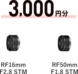 3,000円分 RF16mm F2.8 STM / RF50mm F1.8 STM