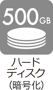 ハードディスク：500GB（暗号化）