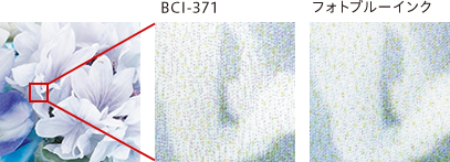 BCI-371とフォトブルーインクの比較イメージ
